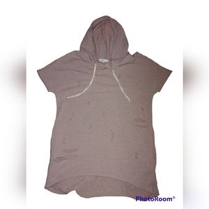 Anthropologie Lavender Field Distressed Hoodie, Size S/M